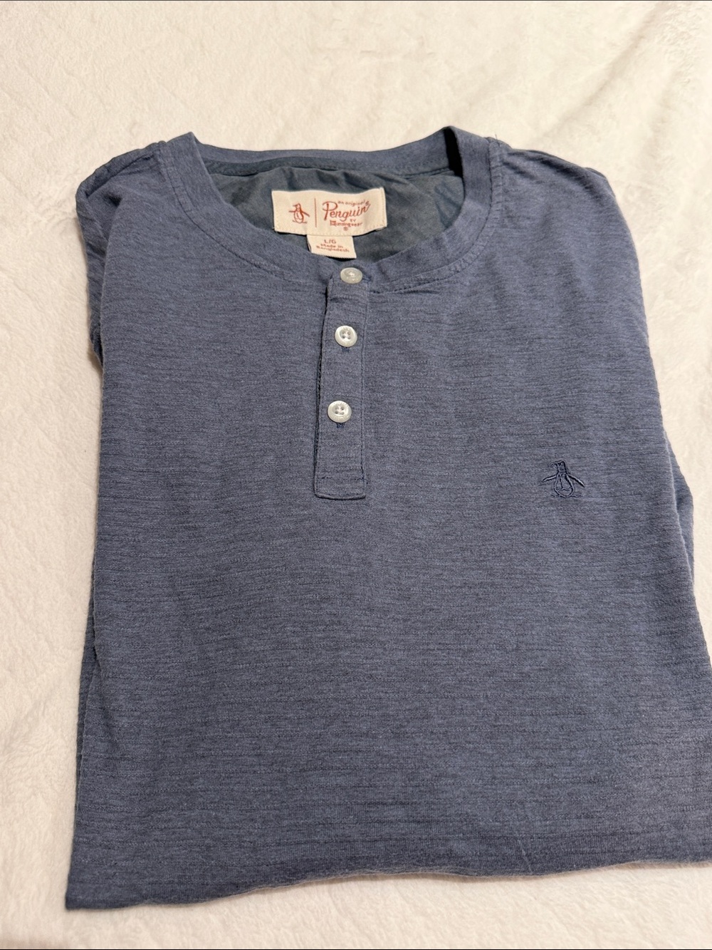 Original Penguin Blue Mens Long -Sleeve Tee